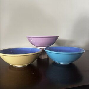 Set Of 3 Lindt-Stymeist COLORWAYS Cereal Bowls Blue Pink Yellow 6 1/2" Coupe